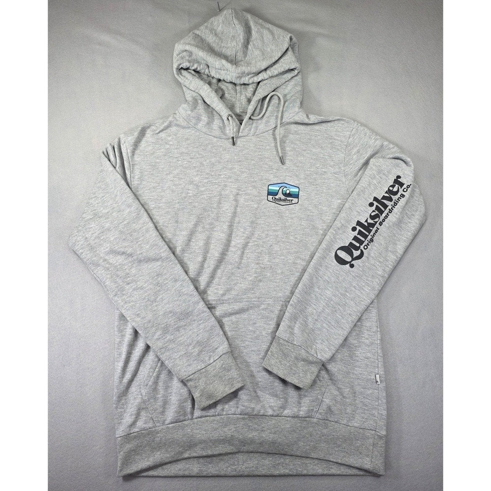 Quiksilver Original Boardriding Co Mens Gray Graphic Pullover Hoodie Sweatshirt